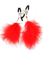 Зажимы для груди с красным пёрышком, регулируемые (Цвет: красный)