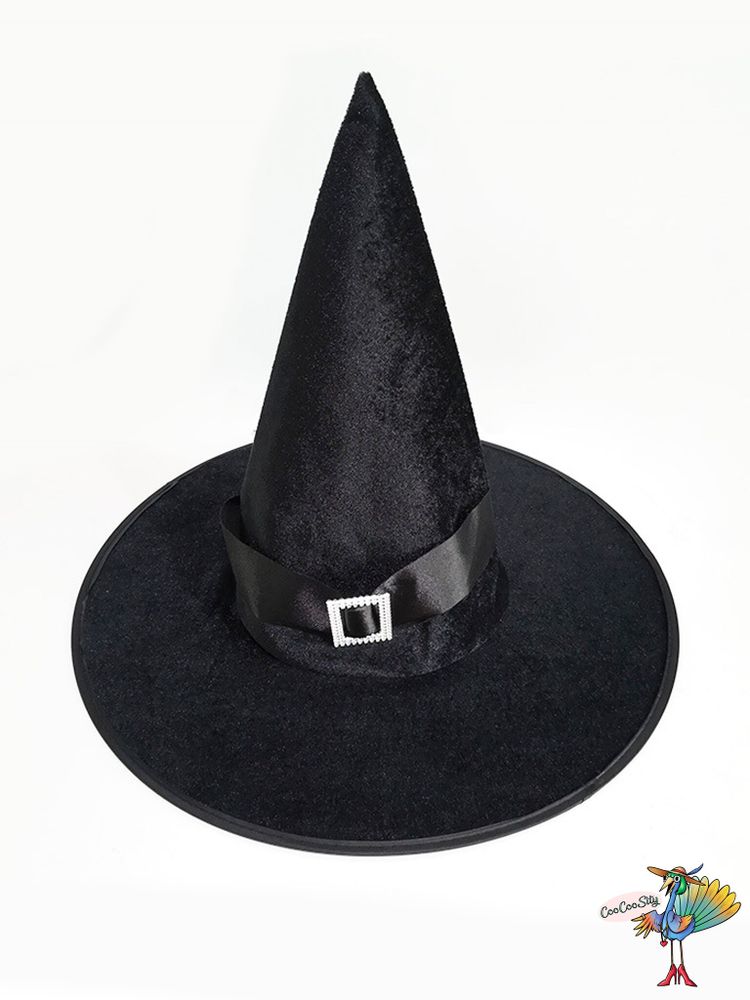 шляпа ведьмы Бархат черная с черной атласной лентой