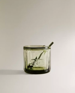 ZARA HOME СТЕКЛЯННАЯ САХАРНИЦА, ЗЕЛЕНЫЙ