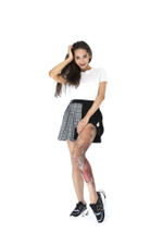 Колготки с цветным принтом в виде карпа кои на левой ножке (Размер: S-M-L) (Цвет: бежевый)