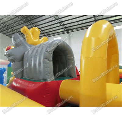 Надувной батут с крышей "Злой страшный серый волк"