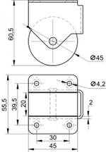 Колесо для мебели ролик для дивана 2 штуки