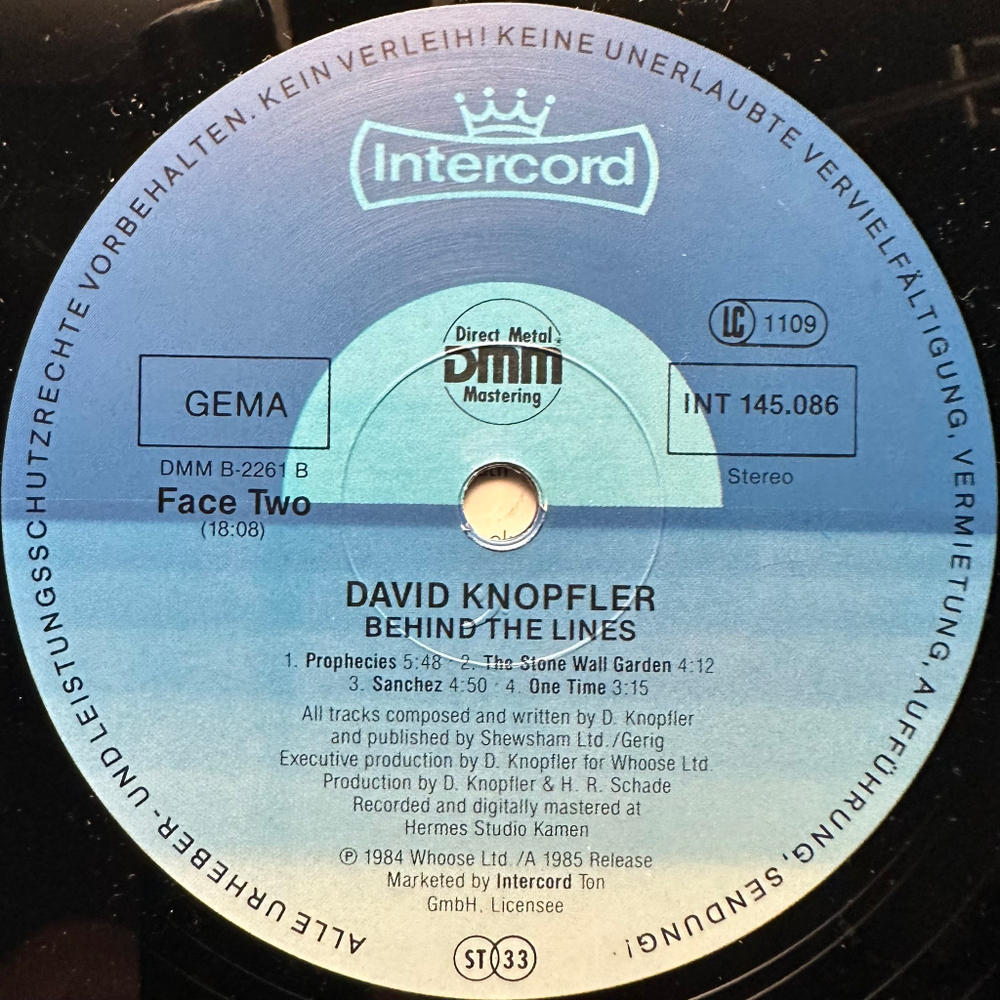 David Knopfler - Behind The Lines (Германия 1985г.)