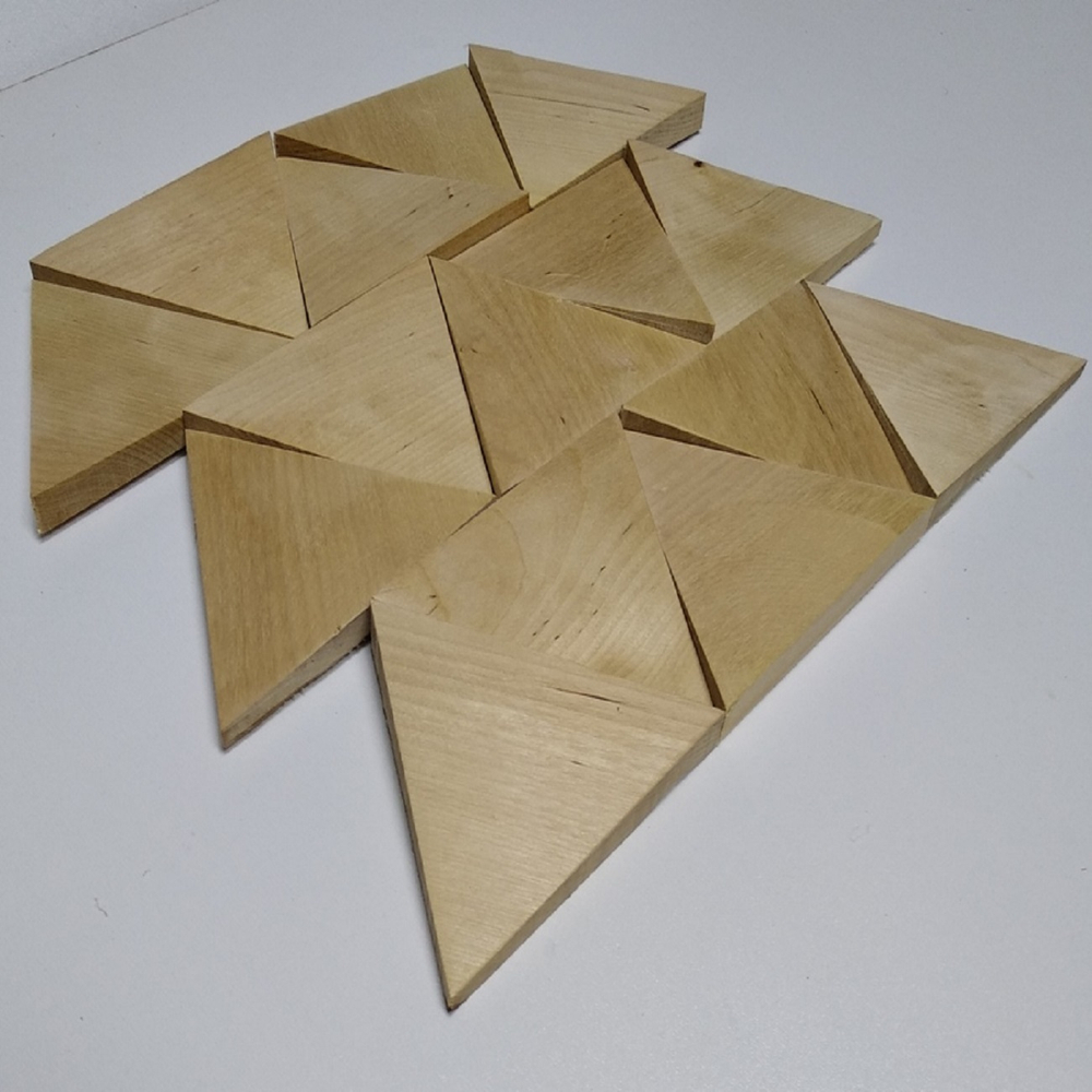 Деревянная 3Д мозаика Береза треугольники.