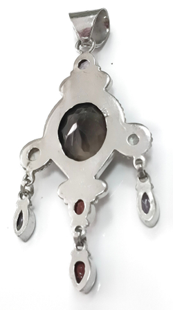 Ювелирная подвеска из серебра ,вставка гранат,аметист,лунный камень,раух-Топаз