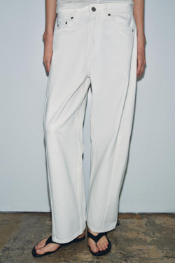 ZARA ДЖИНСЫ ZW COLLECTION ANKLE RELAXED СО СРЕДНЕЙ ПОСАДКОЙ, БЕЛЫЙ