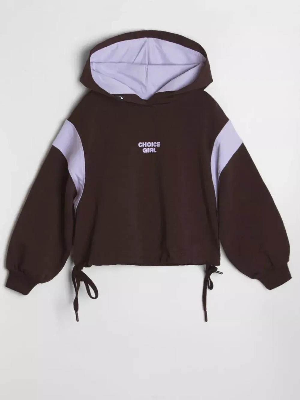 Худи для девочки коричневый с завязками