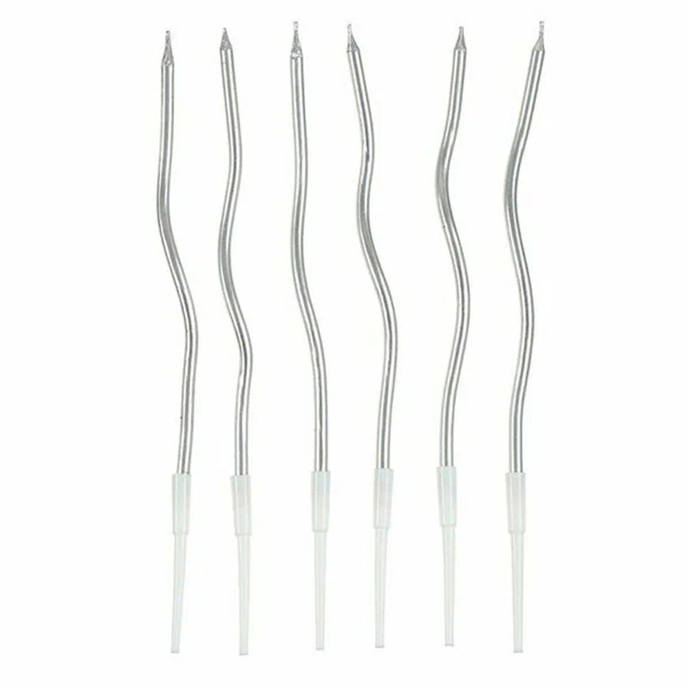 Свечи тортово-коктейльные "Спираль" Серебро