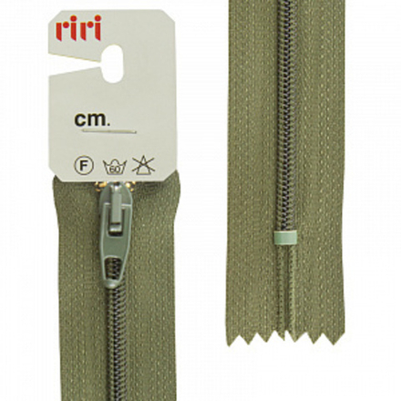 Молния пластиковая брючная неразъемная (Riri, Ткань/пластик, Хаки тесьма 176731, 18)