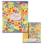 Тетрадь 48л., А5, клетка, Alingar "Flowers", скрепка, мелованный картон (стандарт), выб УФ лак, блок офсет, 4 дизайна в пленке т/у