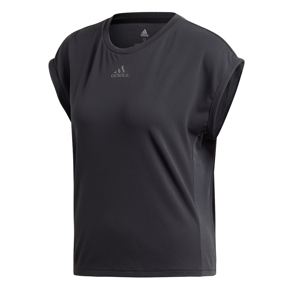Женская футболка теннисная Adidas Women Tee Heat Ready - black/night metallic
