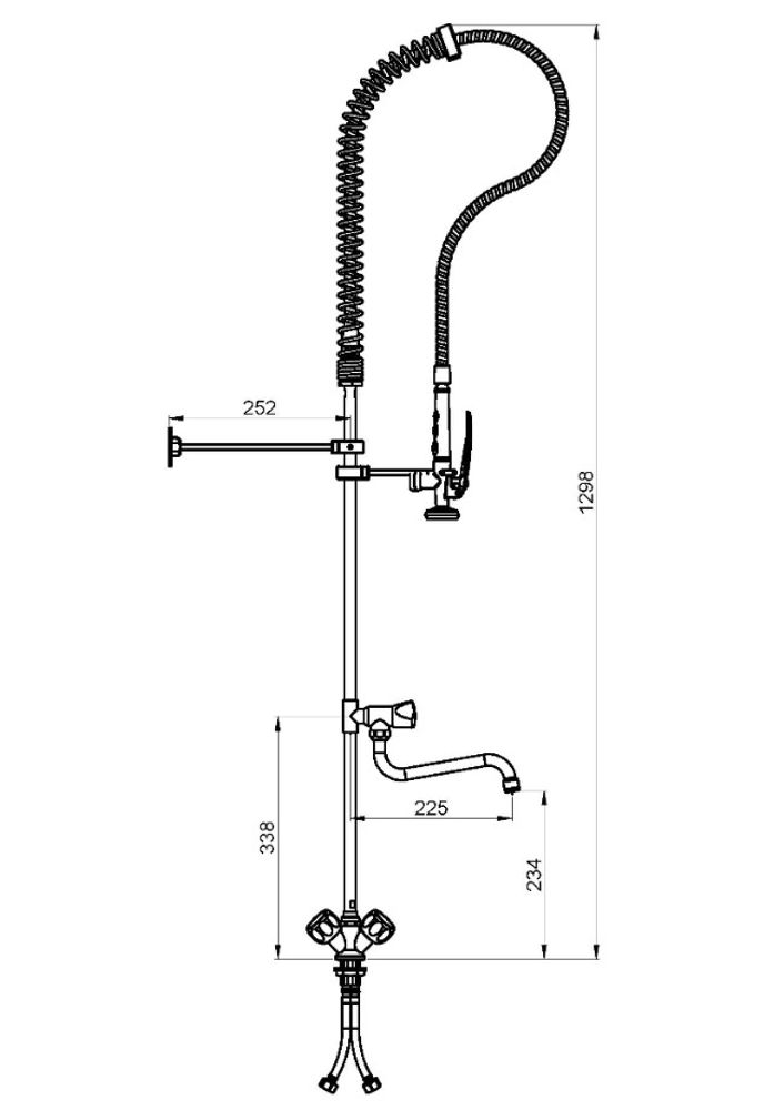 Смеситель Industrial проффесиональный с гибким изливом высота 1200 мм 07102.2.CC