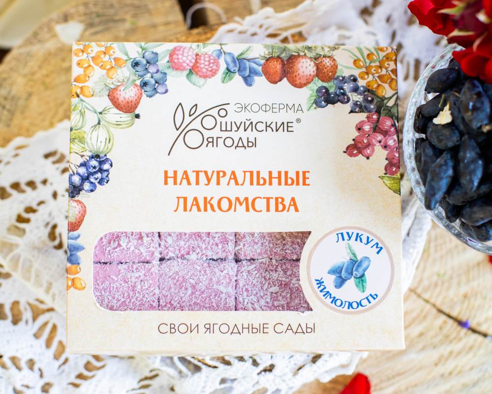 Лукум с соком жимолости и кокосовой стружкой, 300 г