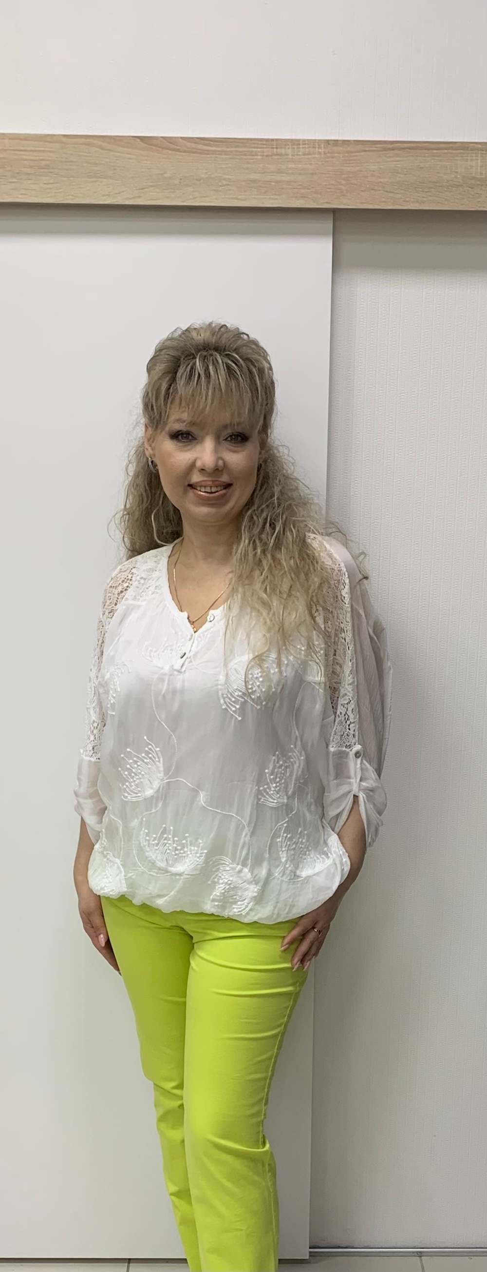 Двойной итальянский белый блузон с кружевами