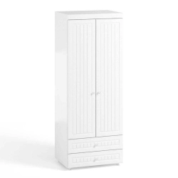 Шкаф 2-х дверный с ящиками (гл.410) Монако МН-44 белое дерево