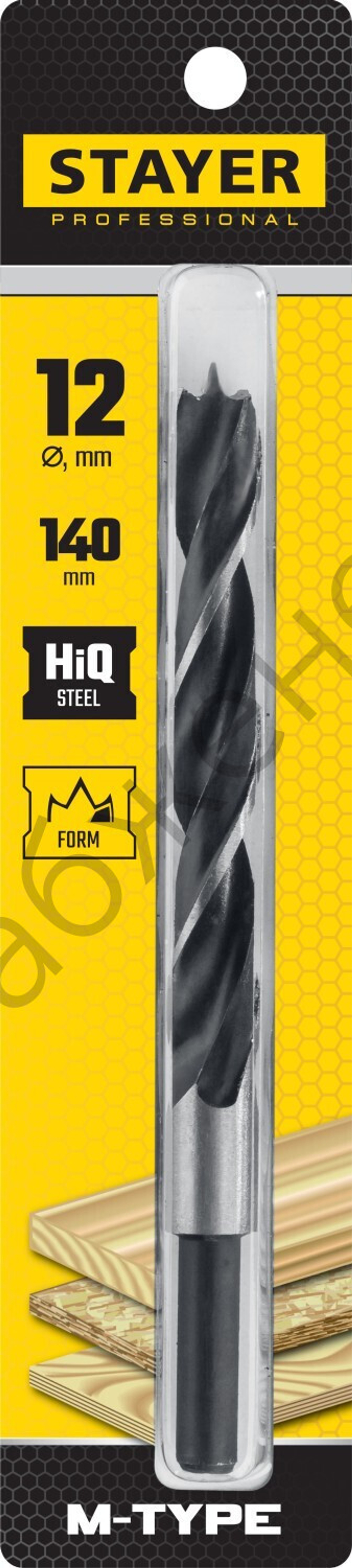 STAYER ″M-type″ 12.0x140/95мм, сверло спиральное по дереву, М-образная заточка (2942-140-12)