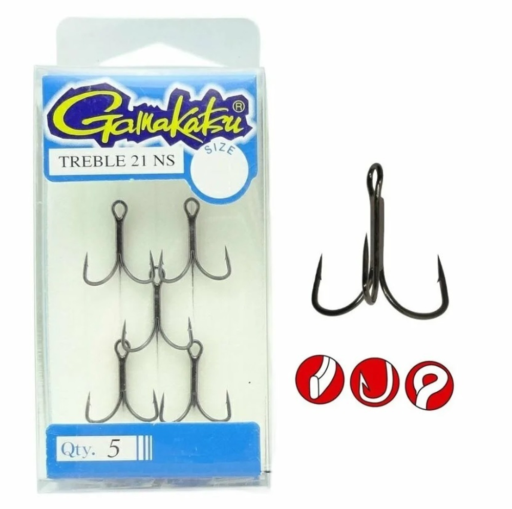 Крючок тройник рыболовный Gamakatsu TREBLE 21NS (EWG) №02 ( упк. по 5шт.)