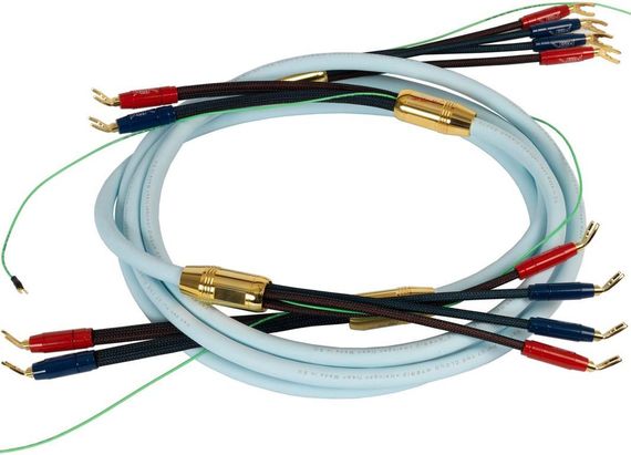 Готовый акустический кабель Van den Hul Mounted set 3T The Cloud SE Hybrid. 3 метра пара. Разъем BERRI bi-wiring (2-4). Цвет: золотой