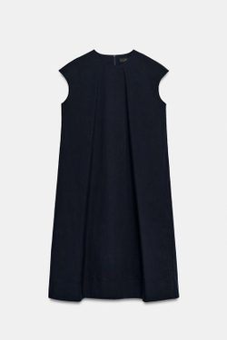 ZARA ПЛАТЬЕ МИДИ ИЗ ПОПЛИНА — ZW COLLECTION, МОРСКОЙ СИНИЙ