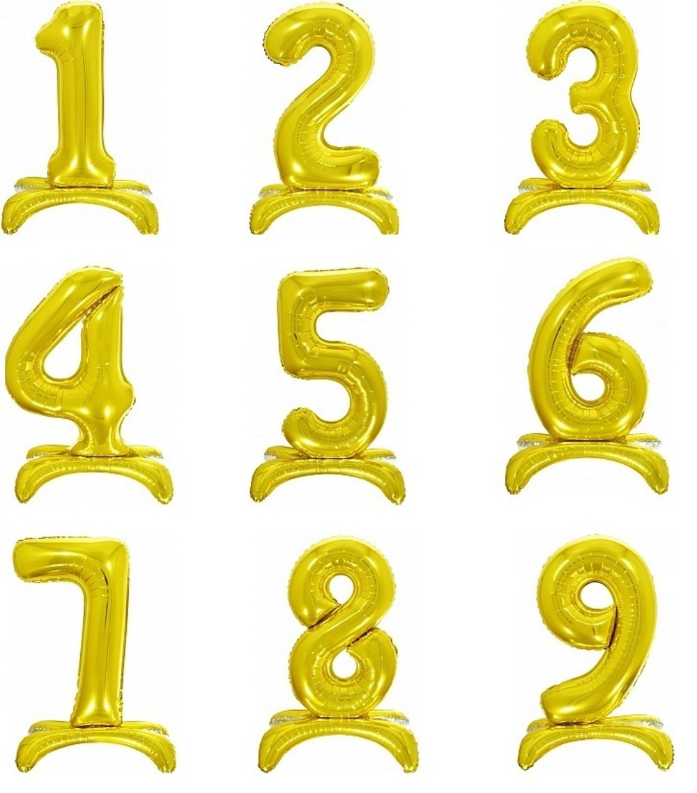 Воздушный шар 78 см «Цифра золотая», на подставке, надут воздухом