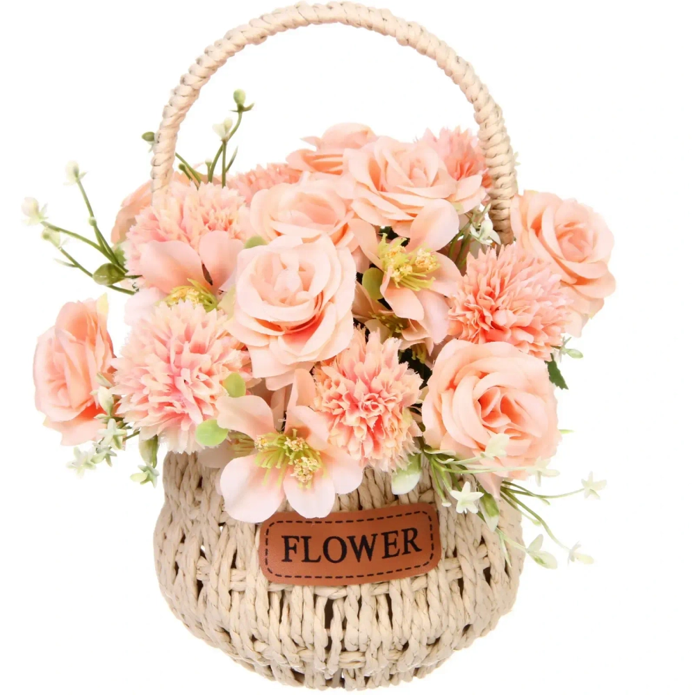 Цветочная композиция «Весенняя мелодия» 13*26см в корзинке персиковый цвет