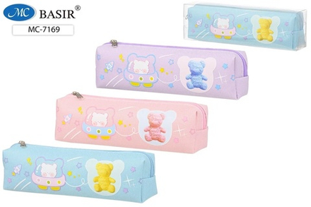 Пенал-косметичка (195*55*35) молния, ПВХ "Мишки"