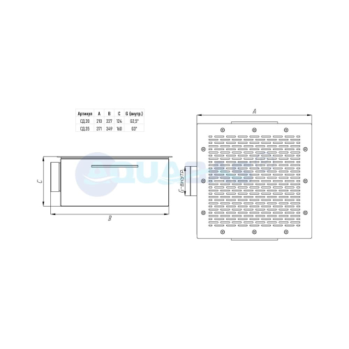 СД.35.1 Слив донный квадратный 350х350х150 3" (внутр.) плитка