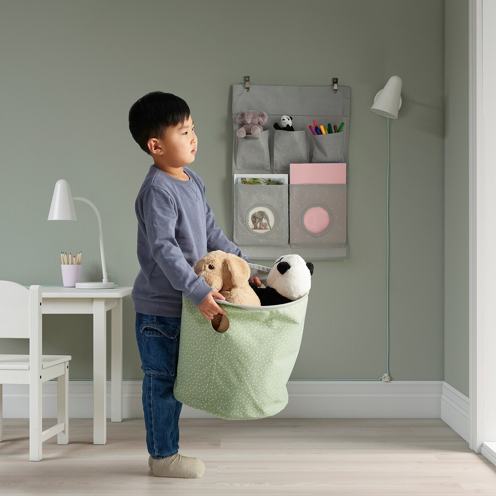 IKEA LEN  (ИКЕА ЛЕН)  -  Подвесной органайзер, горошек/светло-серый, 45x64 см