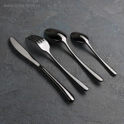 Набор столовых приборов из нержавеющей стали Magistro «Эсквайр», 4 предмета, цвет чёрный