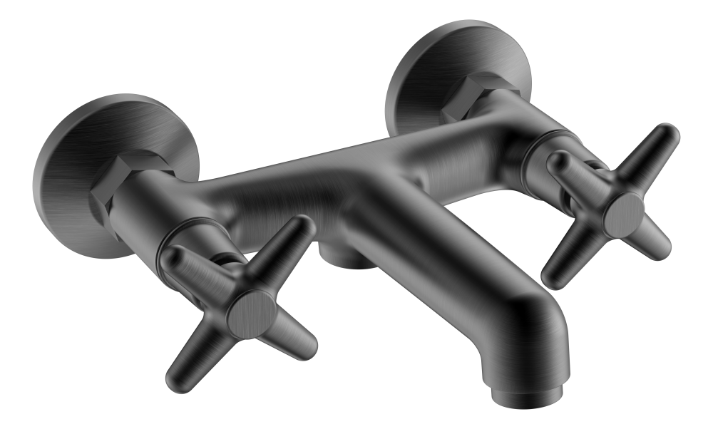 Смеситель для ванны V220132-G двухрычажный, короткий, графит