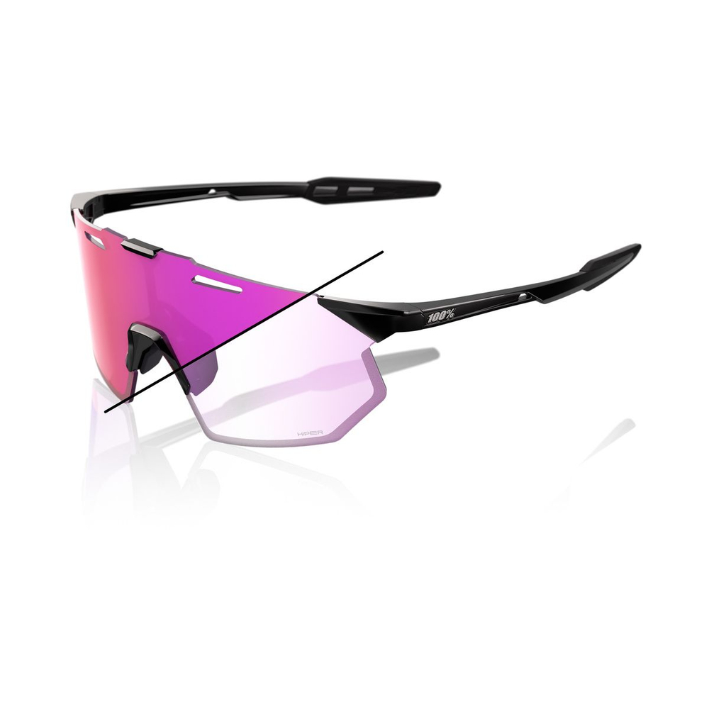 Спортивные очки 100% HYPERCRAFT SQ Gloss Black - Purple Flash Mirror Photochromic Lens