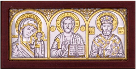 Спаситель, Казанская БМ, Николай Чудотворец, триптих, 45х88