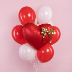 Сердце "Красное с золотым бантиком" 56 см