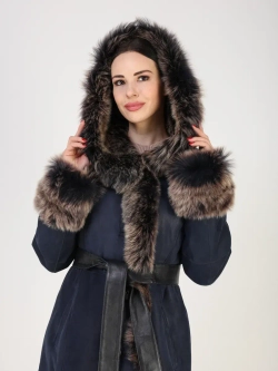 Дубленка зимняя натуральная с капюшоном длинная и теплая