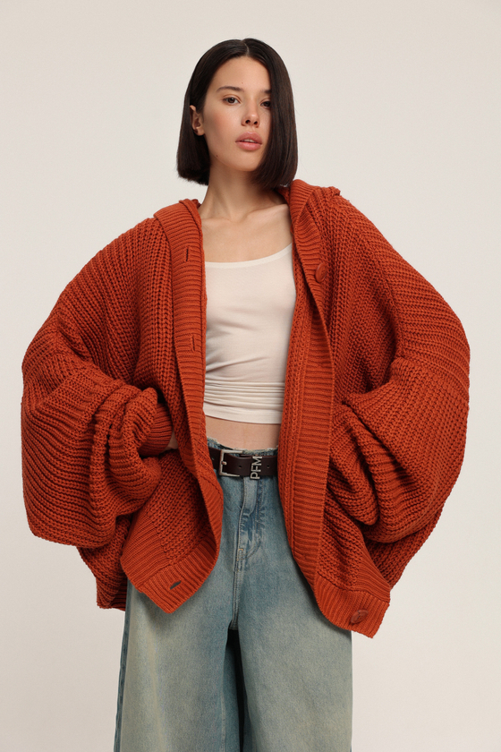 Кардиган вязанный с капюшоном