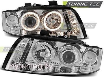 Передние фары angel eyes chrome для Audi A4 B6