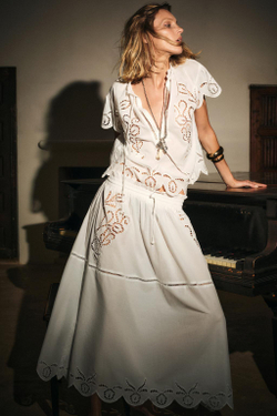 ZARA ТОП С ВЫШИВКОЙ — ZW COLLECTION, ЖЕЛТОВАТО-БЕЛЫЙ