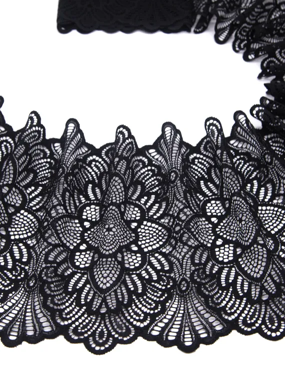 03-202 Кружево эластичное 19 см, черный 170