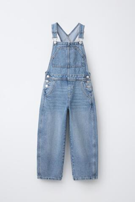 ZARA ДЛИННЫЙ ДЖИНСОВЫЙ КОМБИНЕЗОН, ГОЛУБОЙ