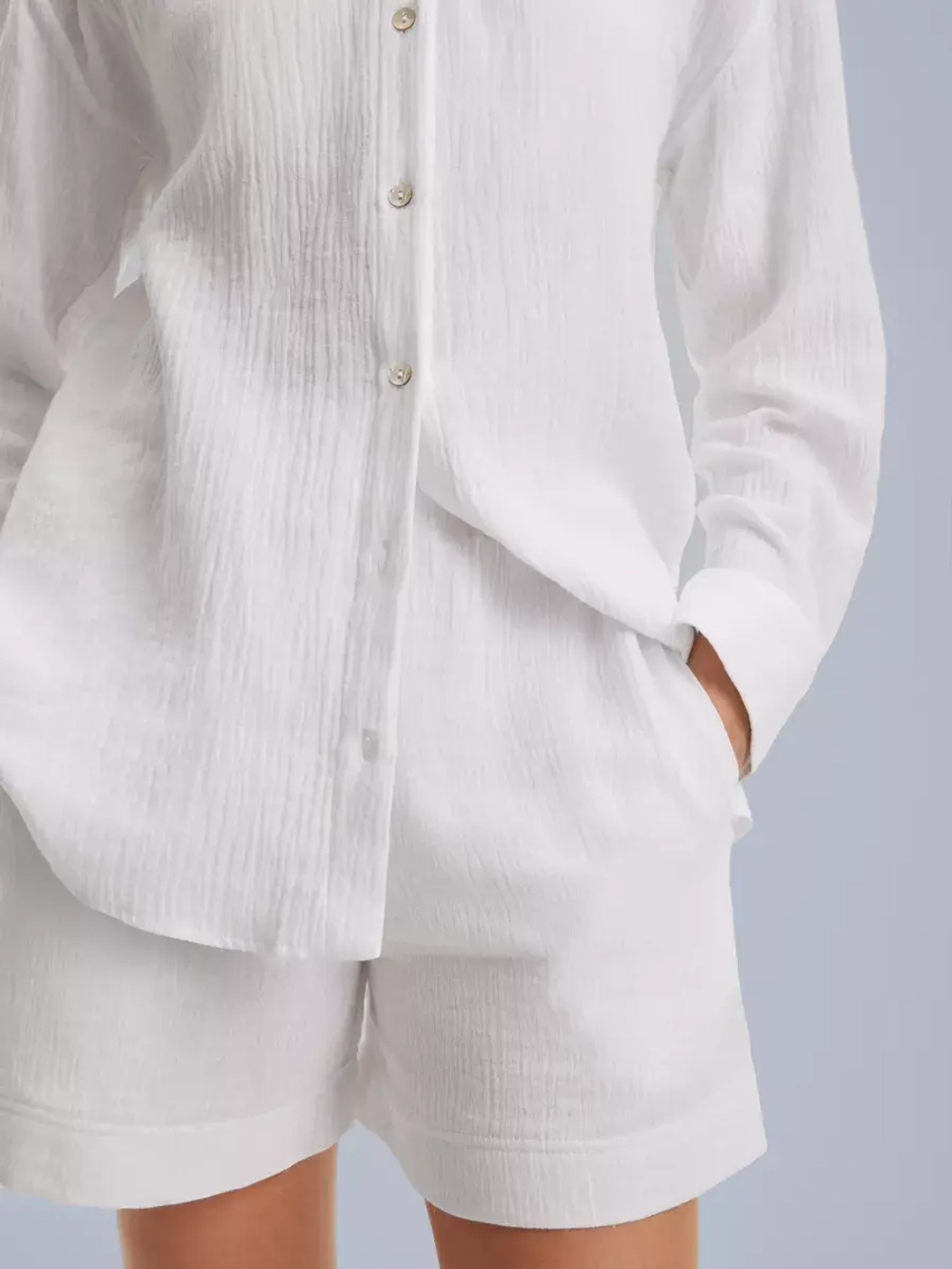 Костюм - пижама с шортами из муслина домашний оверсайз