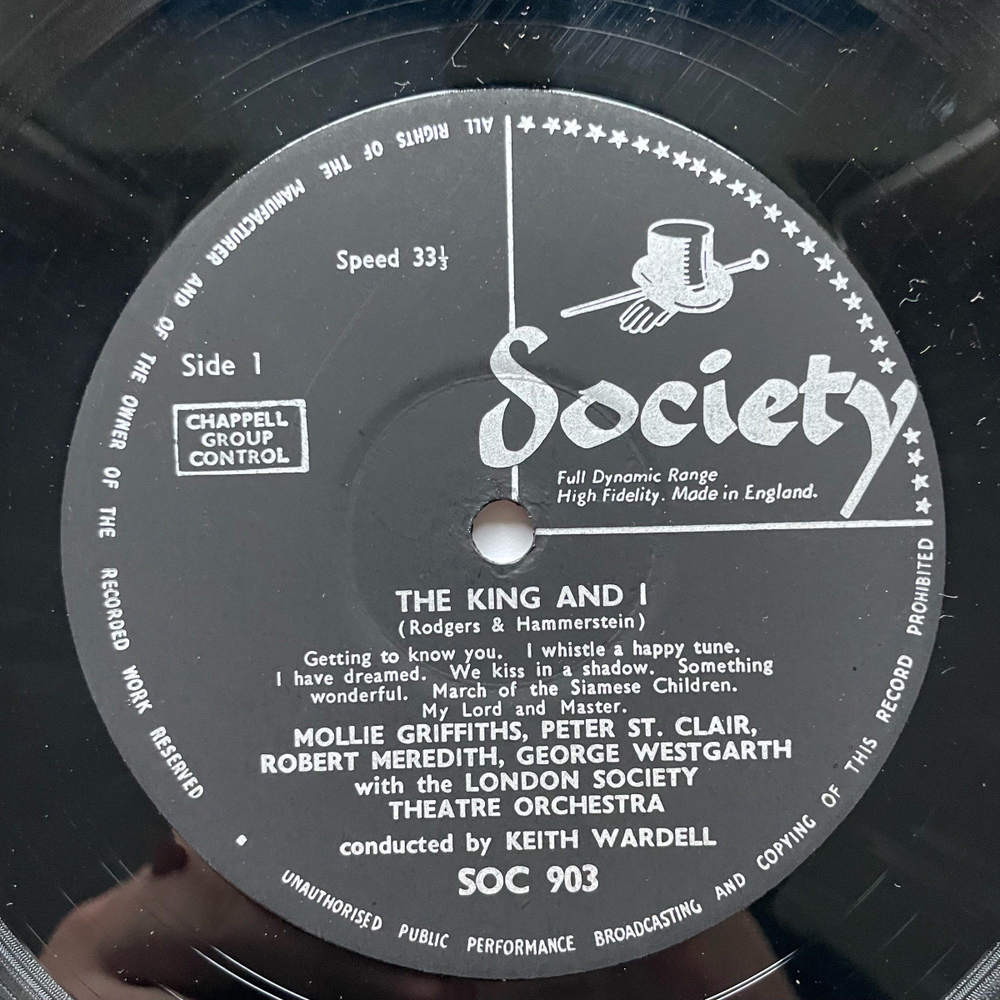 Винтажная виниловая пластинка LP Mollie Griffiths, Peter St. Clair, Robert Meredith, The King and I, Песня цветочного барабана The Flower Drum Song (Англия 1965)