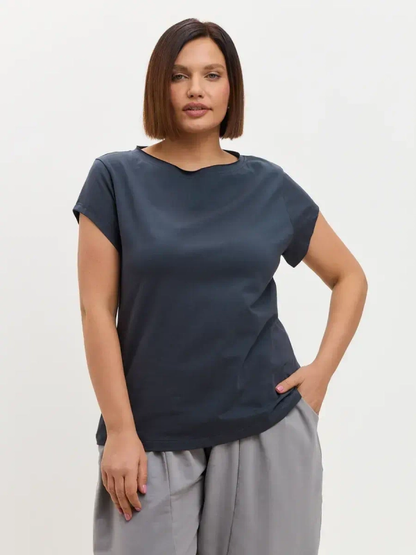 Футболка оверсайз с рукавами крылышками графит