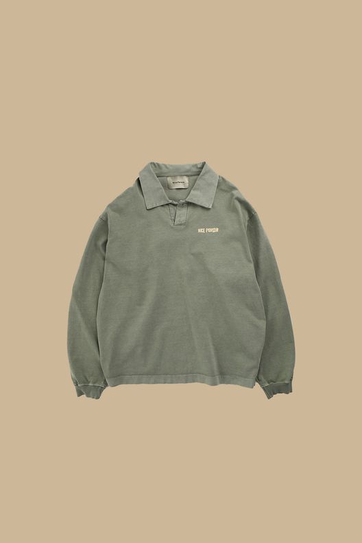Лонгслив-поло Garment Dyed, зеленый / Nice Person Club