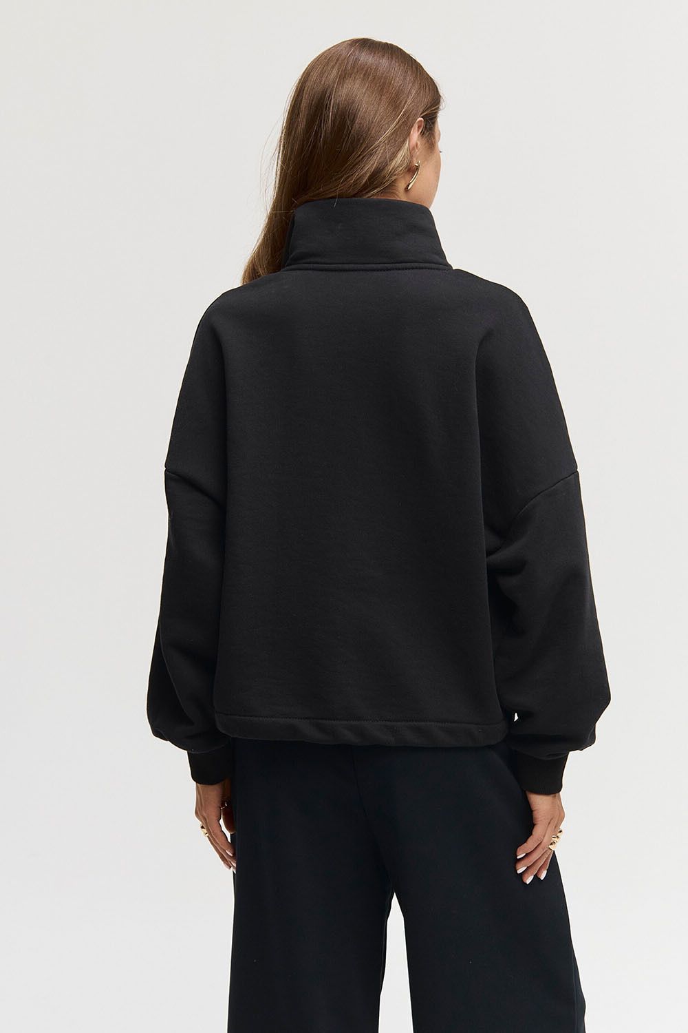 Олимпийка на молнии из премиум футера черного цвета