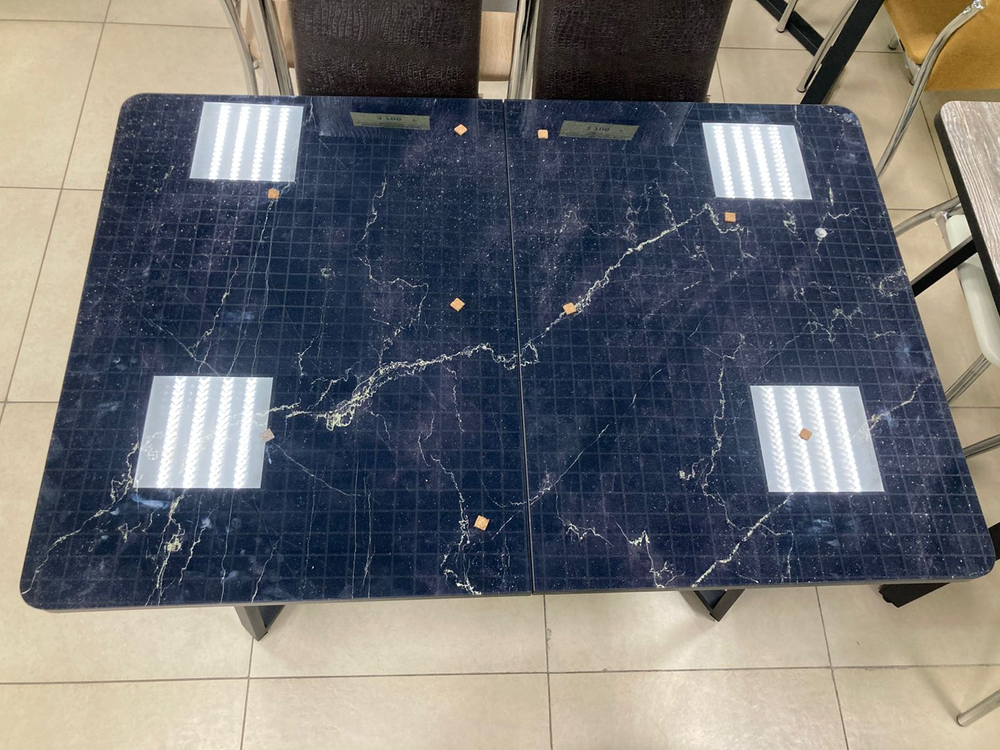 Стол разд стекло Миллер бабочка К-т ног №5 черный Царг.пояс 930 черный Ст-ца мрамор черный 2 ф/п (че