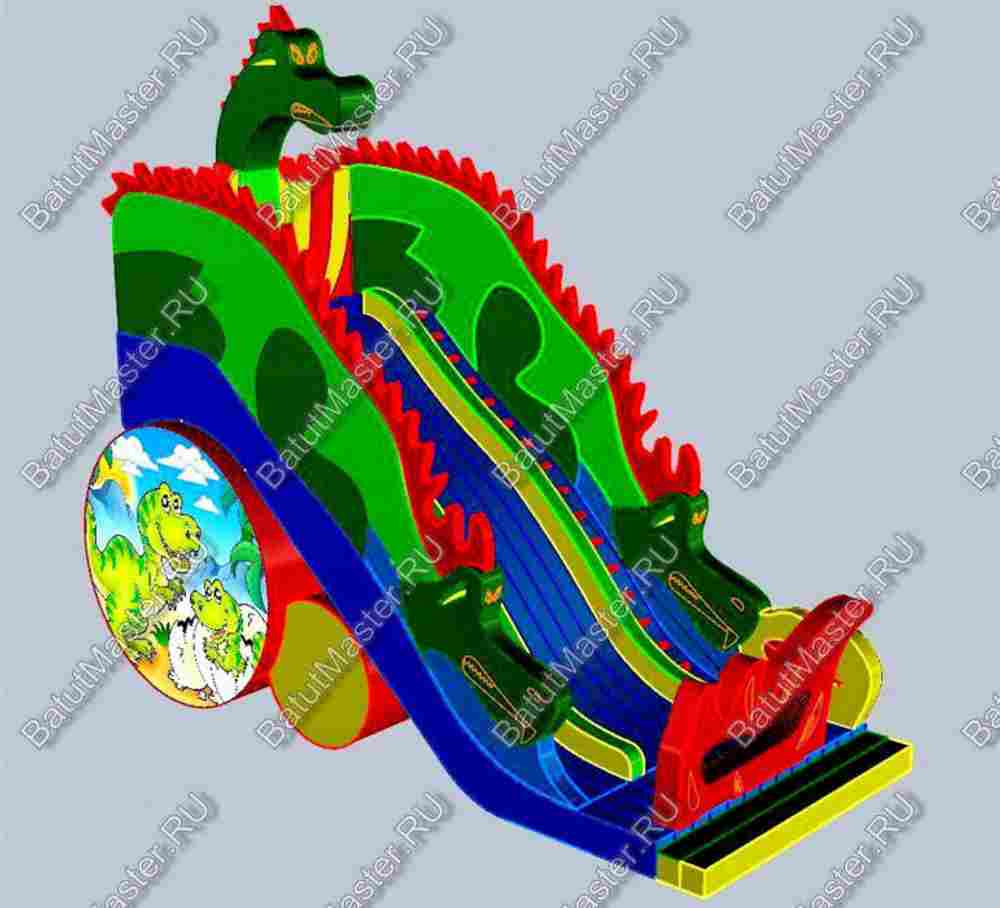 Коммерческий надувной батут-горка "Огненный дракон" 15*7*11 м