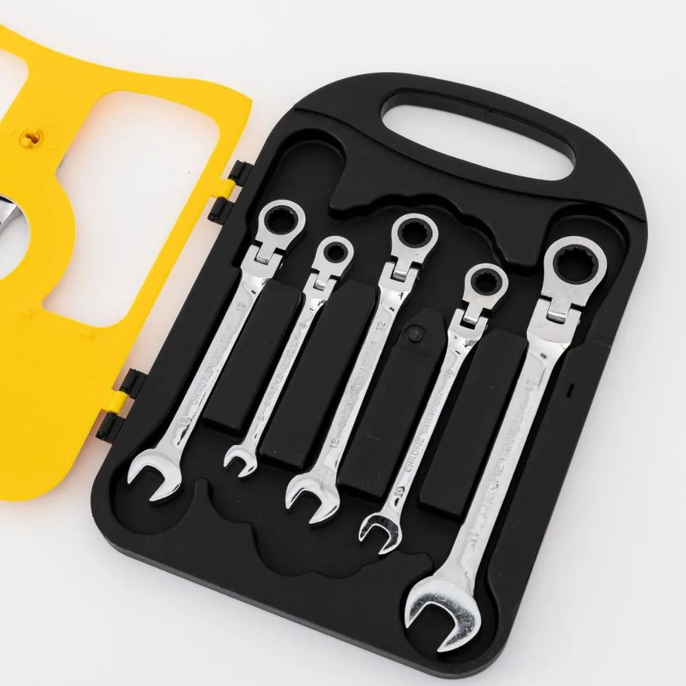 Набор комбинированных трещоточных шарнирных ключей 7 шт