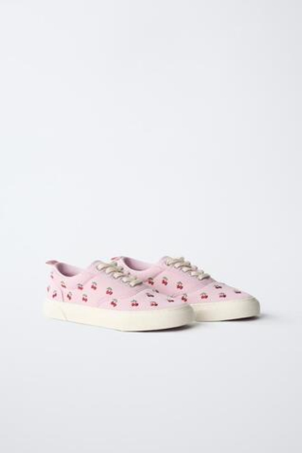 ZARA КЕДЫ ИЗ ХЛОПКА С ВЫШИВКОЙ, РОЗОВЫЙ
