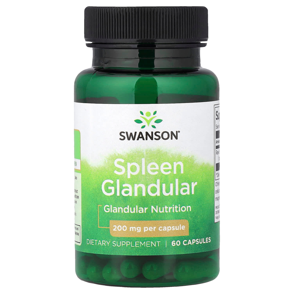 Swanson, Железа селезенки, 200 мг, 60 капсул