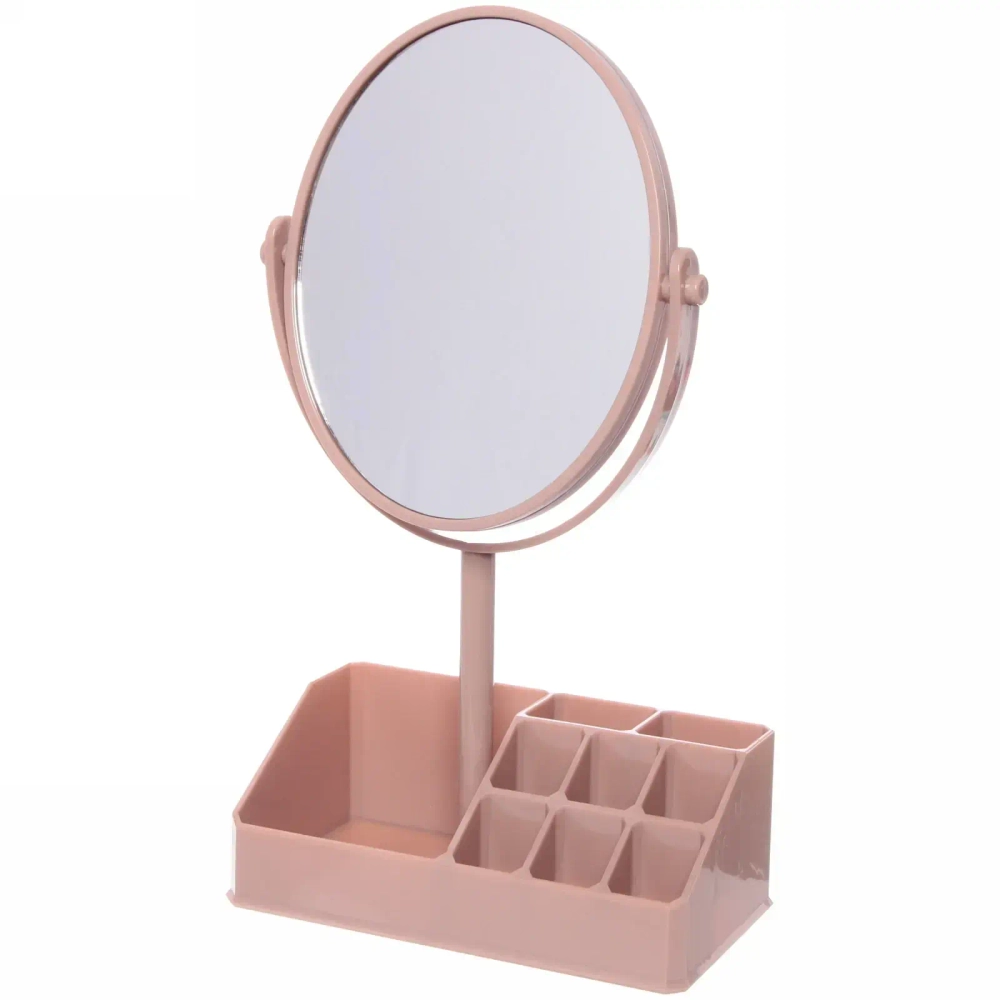 Зеркало настольное с органайзером для косметики «Beauty», цвет розовый, 31*18см